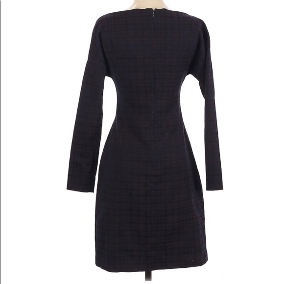 Theory Long Sleeve Black Plaid Mini Dress Small - Picture 2 of 3